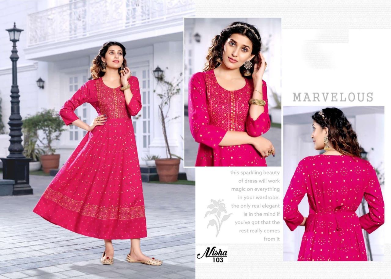 Golden Nisha New Festive Wear Rayon Printed Long Kurti Collection